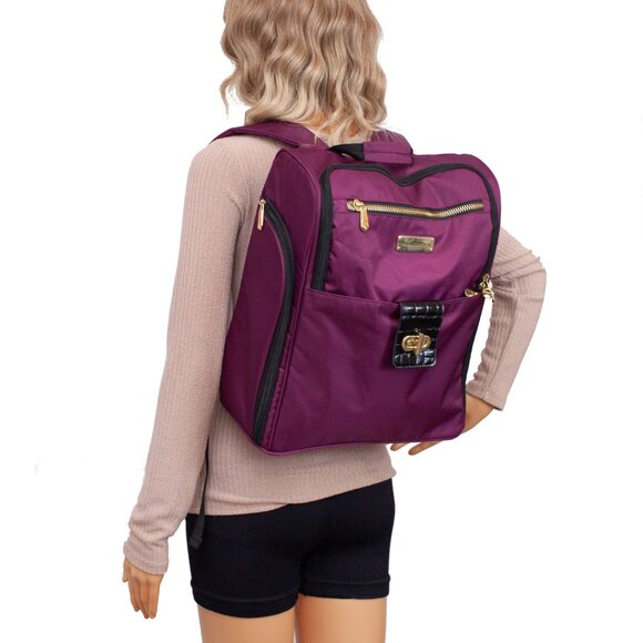 Samantha Brown Burgundy Travel Backpack Laptop Bag Organizer Croc Trim main image 4
